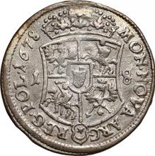 Ort (18 Groszy) 1678    "Curved shield"