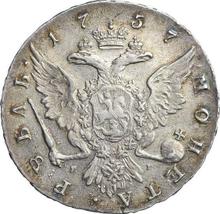 Rouble 1757 СПБ ЯI  "Portrait by Timofey Ivanov"