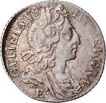 Sixpence 1697 E   "Third laureate bust"