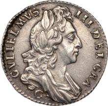 Sixpence 1697 C   "First laureated bust"