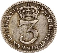Threepence 1694    "Second busts"