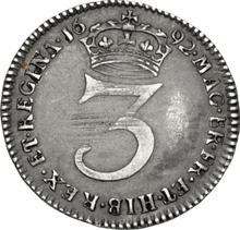 Threepence 1692    "Second busts"