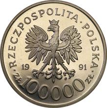 100000 Zlotych 1991 MW  BCH "Major Henryk Dobrzanski 'Hubal'" (Pattern)