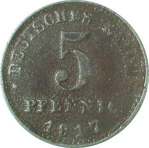 Obverse 5 Pfennig 1917 A "Type 1915-1922" -  Coin Value - Germany, German Empire