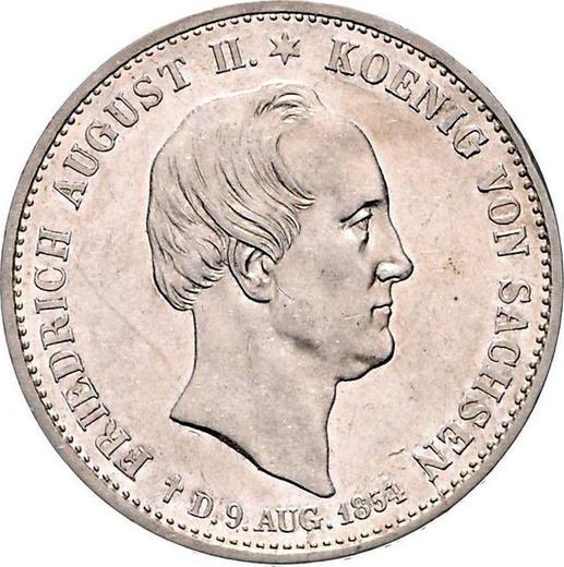 Obverse Thaler 1854 F "Death of the King" - Silver Coin Value - Saxony-Albertine, Frederick Augustus II