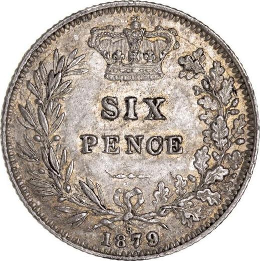 Reverse Sixpence 1879 Number below wreath - Silver Coin Value - United Kingdom, Victoria