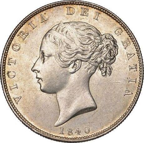 Anverso Media corona 1840 WW - valor de la moneda de plata - Gran Bretaña, Victoria