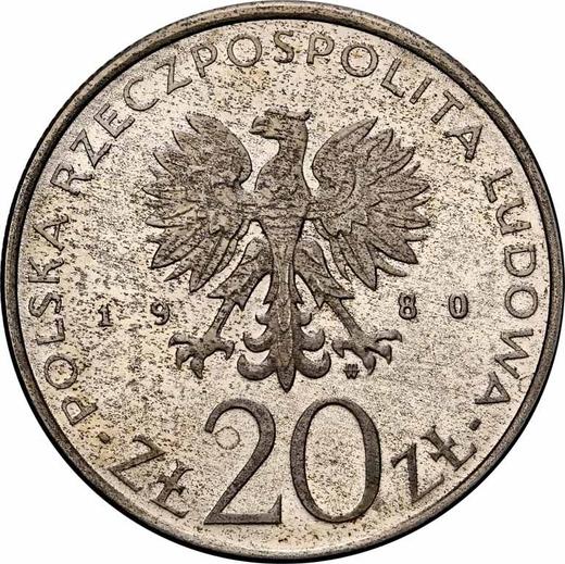 Avers Probe 20 Zlotych 1980 MW "Olympia Moskau 1980" Kupfernickel - Münze Wert - Polen, Volksrepublik Polen