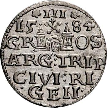 Revers 3 Gröscher 1584 "Riga" - Silbermünze Wert - Polen, Stephan Bathory