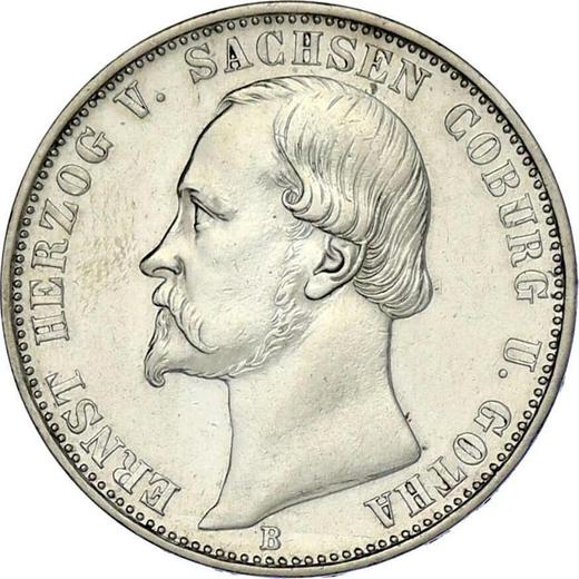 Аверс монеты - Талер 1869 года B "25 лет правлению Эрнста II" - цена серебряной монеты - Саксен-Кобург-Гота, Эрнст II