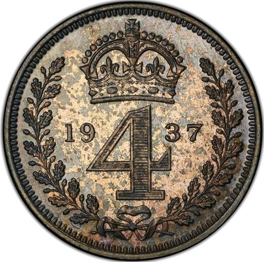 Revers 4 Pence (1 grote) 1937 - Silbermünze Wert - Großbritannien, Georg VI