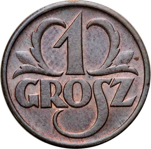 Reverse 1 Grosz 1937 WJ -  Coin Value - Poland, II Republic