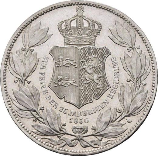 Reverse 2 Thaler 1856 B "25 years of government" - Silver Coin Value - Brunswick-Wolfenbüttel, William