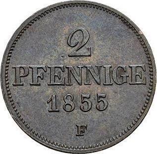 Reverse 2 Pfennig 1855 F -  Coin Value - Saxony-Albertine, John