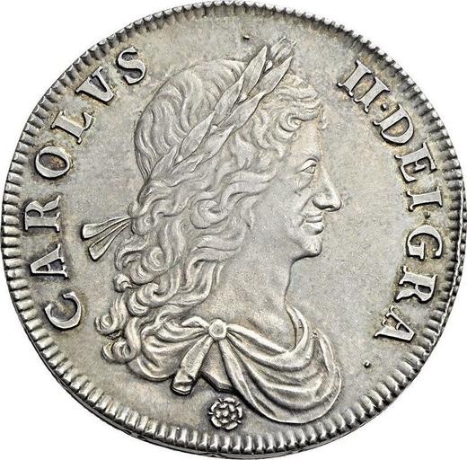 Obverse Crown 1662 "First laureated bust" With rose below bust - Silver Coin Value - United Kingdom, Charles II