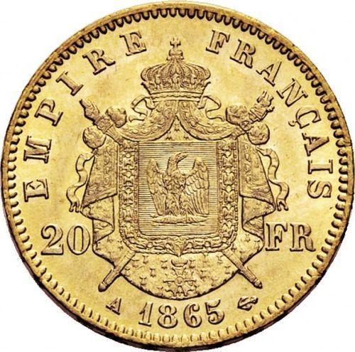 Reverse 20 Francs 1865 A "Type 1861-1870" - Gold Coin Value - France, Napoleon III