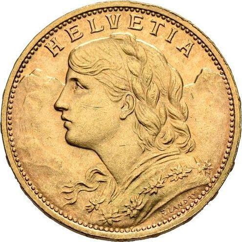 Awers monety - 20 franków 1925 B "Vreneli" - cena złotej monety - Szwajcaria, Konfederacja