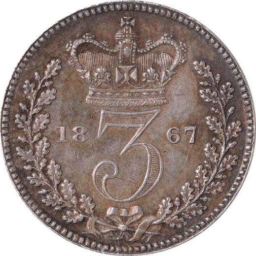 Reverso 3 peniques 1867 - valor de la moneda de plata - Gran Bretaña, Victoria