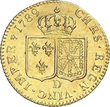 Reverso Louis d'Or 1789 D - valor de la moneda de oro - Francia, Luis XVI