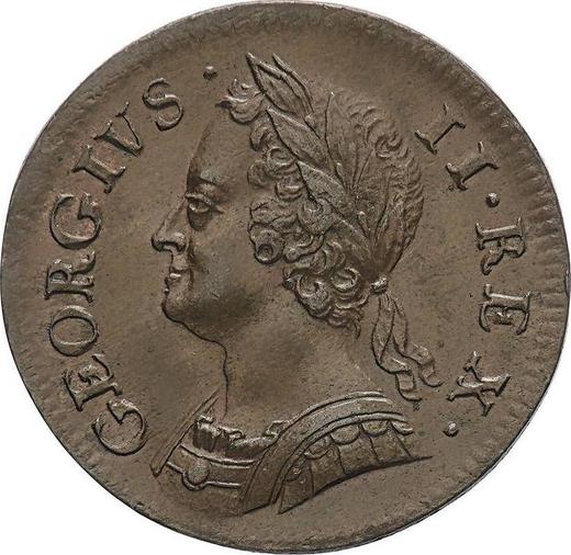 Avers 1 Farthing 1754 "Porträt im Alter" - Münze Wert - Großbritannien, Georg II