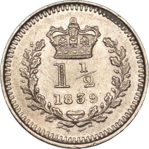 Reverse 1 1/2 Pence 1839 - Silver Coin Value - United Kingdom, Victoria