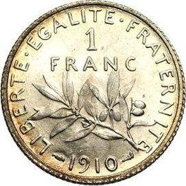 Reverse 1 Franc 1910 "Sower" - Silver Coin Value - France, Third Republic