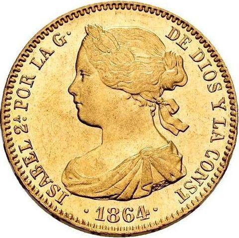 Obverse 100 Reales 1864 6-pointed star - Gold Coin Value - Spain, Isabella II