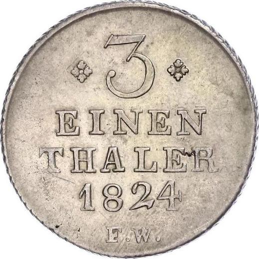 Reverse 1/3 Thaler 1824 F.W. - Silver Coin Value - Waldeck-Pyrmont, George Heinrich