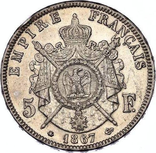 Reverse 5 Francs 1867 A "Type 1861-1870" - Silver Coin Value - France, Napoleon III