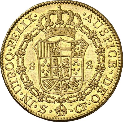 Reverse 8 Escudos 1775 S CF - Gold Coin Value - Spain, Charles III