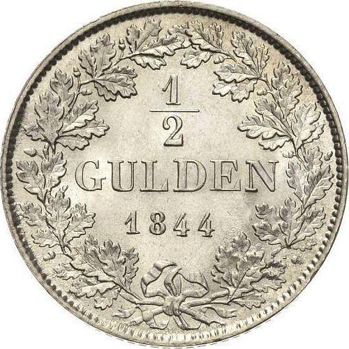 Reverse 1/2 Gulden 1844 D - Silver Coin Value - Baden, Leopold