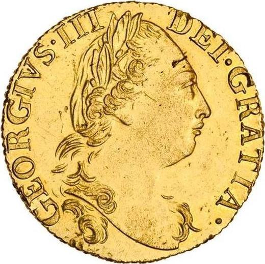 Аверс монеты - 1 гинея 1786 года "Четвертый тип" - цена золотой монеты - Великобритания, Георг III