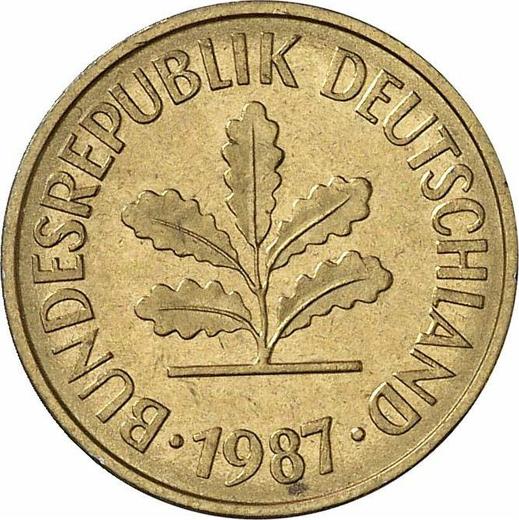 Reverse 5 Pfennig 1987 G - Coin Value - Germany, FRG
