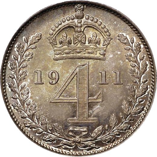 Reverse Fourpence (Groat) 1911 - Silver Coin Value - United Kingdom, George V
