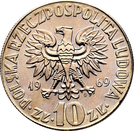 Obverse 10 Zlotych 1969 MW JG "Nicolaus Copernicus" - Coin Value - Poland, Peoples Republic