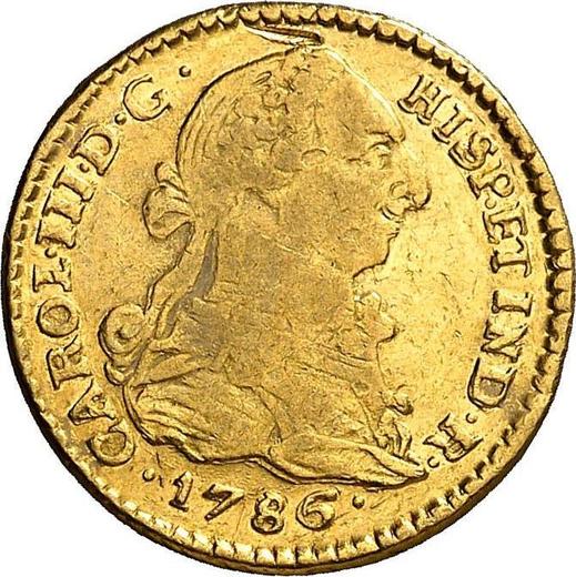 Obverse 1 Escudo 1786 P SF - Gold Coin Value - Colombia, Charles III