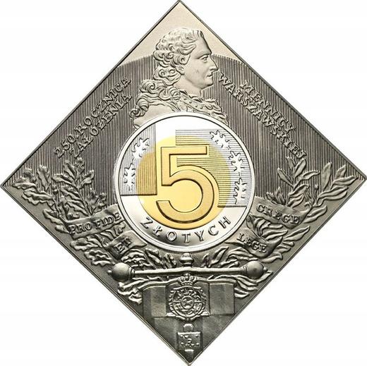 Reverse 5 Zlotych 2016 MW "250th Anniversary of the Foundation of the Warsaw Mint" - Silver Coin Value - Poland, III Republic after denomination