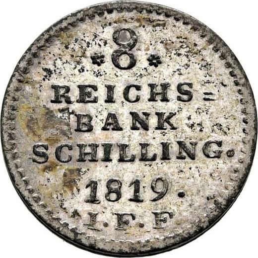 Реверс монеты - 8 шиллингов 1819 года IFF - цена серебряной монеты - Шлезвиг-Гольштейн, Фредерик VI