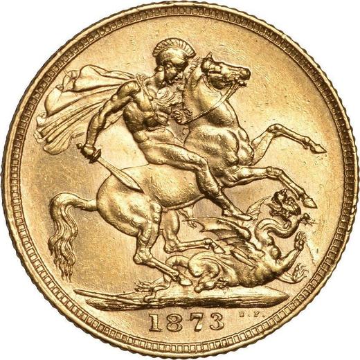 Реверс монеты - Соверен 1873 года WW "Св. Георгий" - цена золотой монеты - Великобритания, Виктория