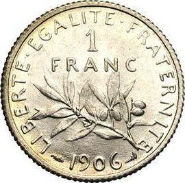 Reverso 1 franco 1906 "Sembrador" - valor de la moneda de plata - Francia, Tercera República