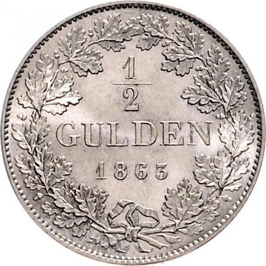 Rewers monety - 1/2 guldena 1863 - cena srebrnej monety - Badenia, Fryderyk I