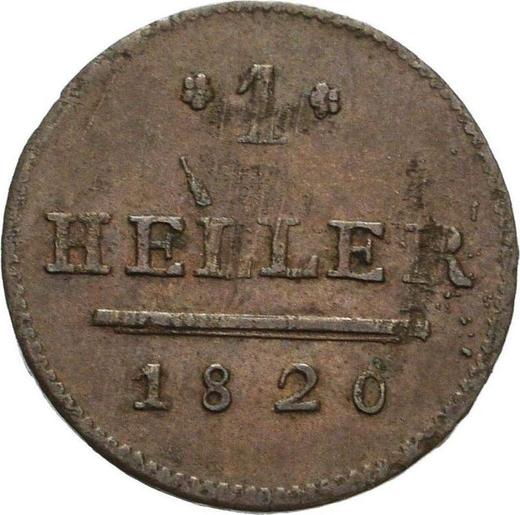 Реверс монеты - Геллер 1820 года - цена  монеты - Саксен-Гильдбурггаузен, Фридрих