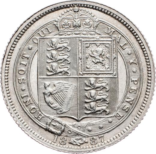 Rewers monety - 6 pensow 1887 JEB "Portret jubileuszowy" - cena srebrnej monety - Wielka Brytania, Wiktoria