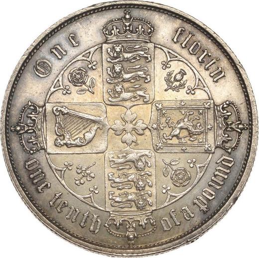 Reverse Florin 1857 WW "Gothic" - Silver Coin Value - United Kingdom, Victoria