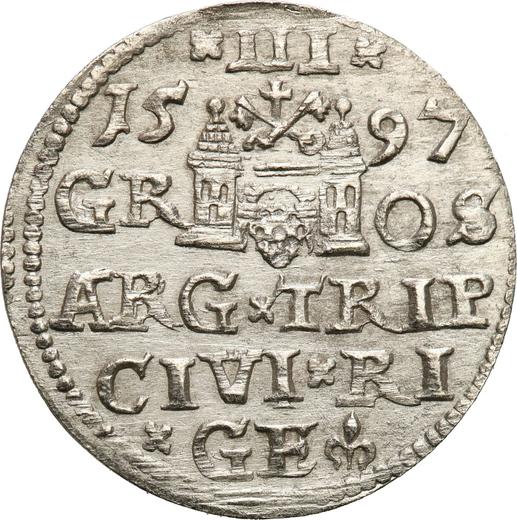 Reverse 3 Groszy (Trojak) 1597 "Riga" - Silver Coin Value - Poland, Sigismund III Vasa