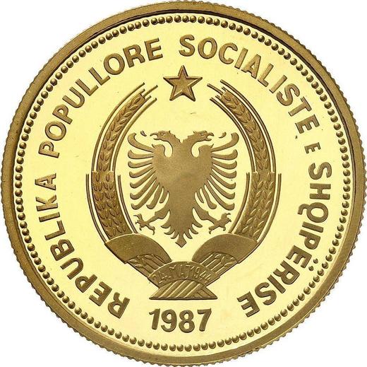 Reverse 5 Lekë 1987 "Durazzo Seaport" - Gold Coin Value - Albania, People's Republic