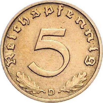 Obverse 5 Reichspfennig 1936 D "Type 1936-1939" - Coin Value - Germany, Third Reich
