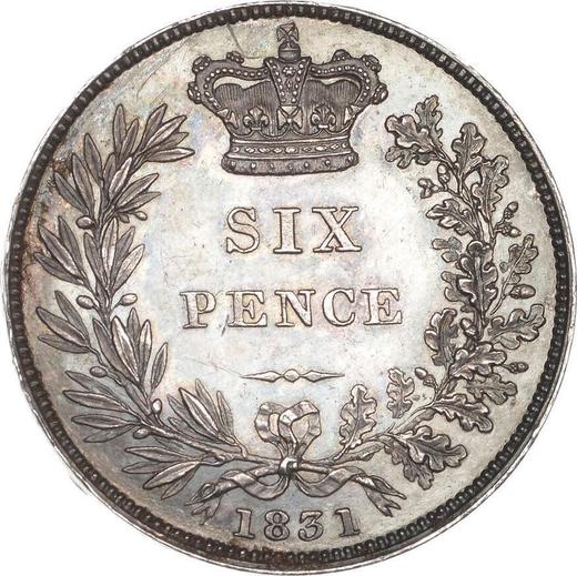 Reverse Sixpence 1831 - Silver Coin Value - United Kingdom, William IV