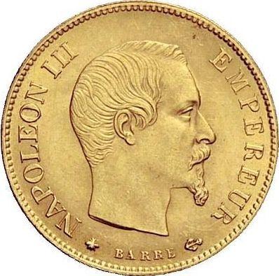 Anverso 10 francos 1858 BB "Tipo 1855-1860" - valor de la moneda de oro - Francia, Napoleón III Bonaparte