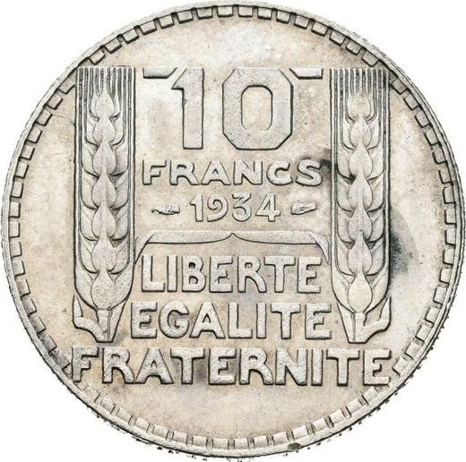 Rewers monety - 10 franków 1934 "Typ 1929-1939" - cena srebrnej monety - Francja, III Republika